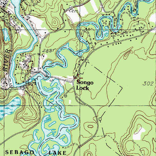 Topographic Map of Songo Lock, ME