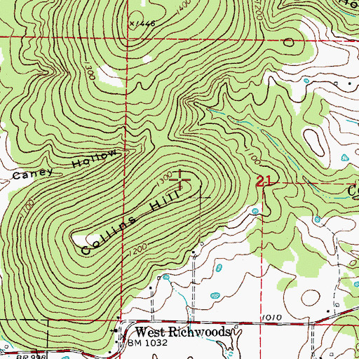 Topographic Map of Collins Hill, AR