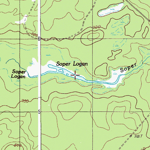 Topographic Map of Soper Logan, ME