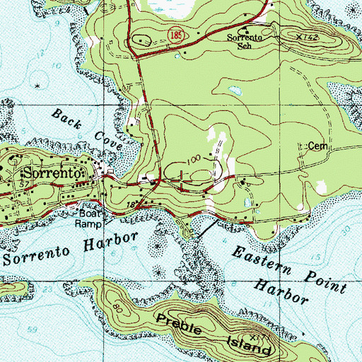 Topographic Map of Sorrento, ME