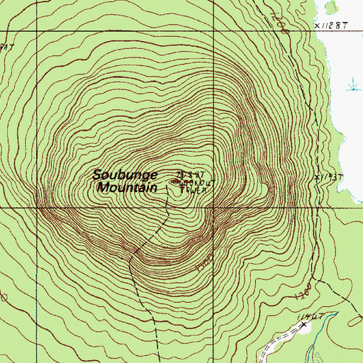 Topographic Map of Soubunge Mountain, ME
