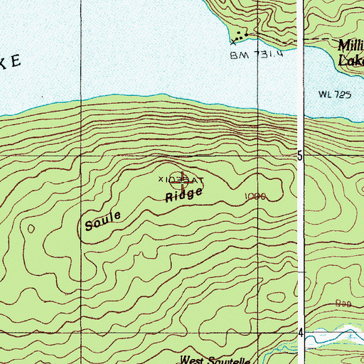Topographic Map of Soule Ridge, ME
