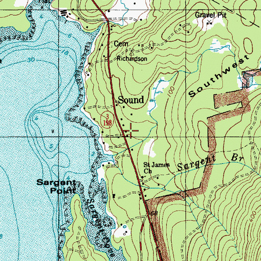 Topographic Map of Sound, ME