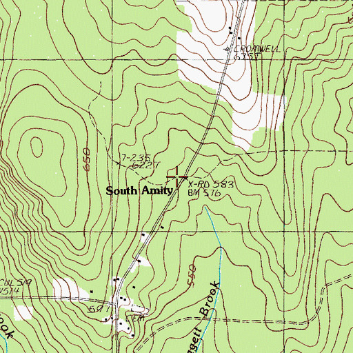 Topographic Map of South Amity School, ME