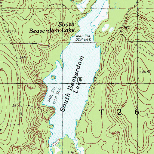 Topographic Map of South Beaverdam Lake, ME
