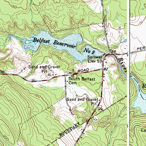 Topographic Map of South Belfast Cemetery, ME