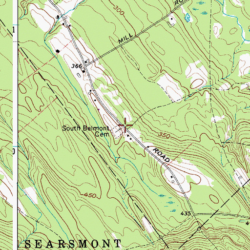 Topographic Map of South Belmont Cemetery, ME