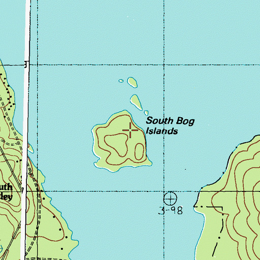 Topographic Map of South Bog Islands, ME