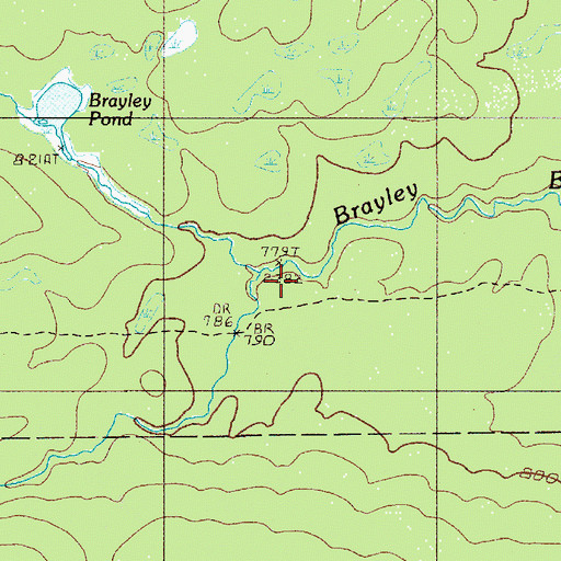 Topographic Map of South Branch Brayley Brook, ME