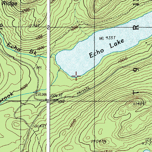 Topographic Map of South Branch Echo Brook, ME