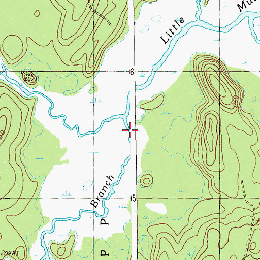 Topographic Map of South Branch Little Musquash Stream, ME