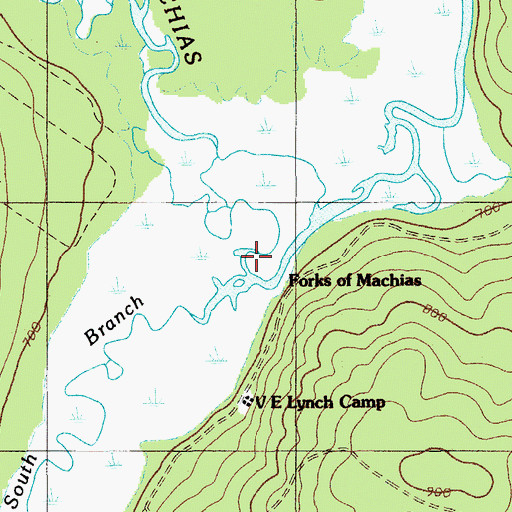 Topographic Map of South Branch Machias River, ME