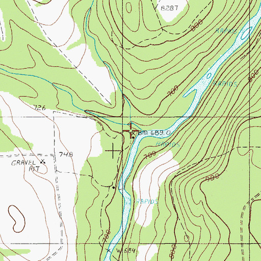 Topographic Map of South Branch McConnell Brook, ME