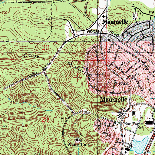 Topographic Map of Cook Mountain, AR