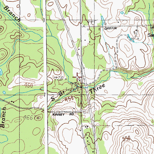 Topographic Map of South Branch Three Brooks, ME