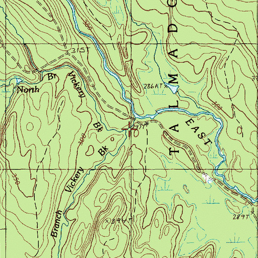 Topographic Map of South Branch Vickery Brook, ME