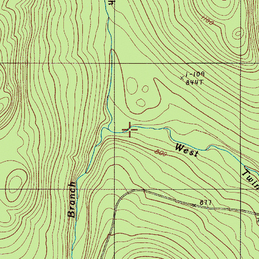 Topographic Map of South Branch West Twin Brook, ME