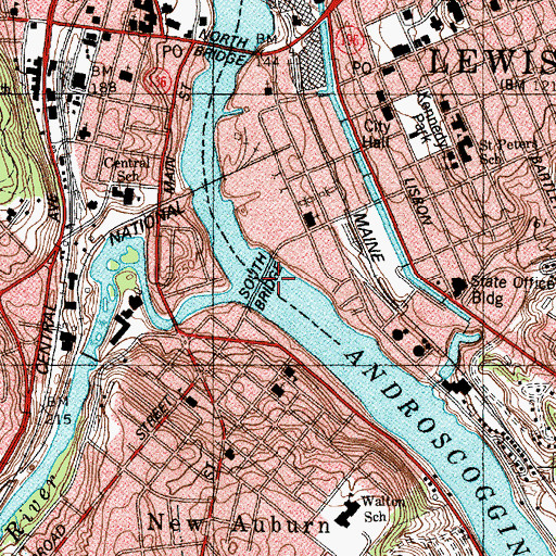 Topographic Map of South Bridge, ME