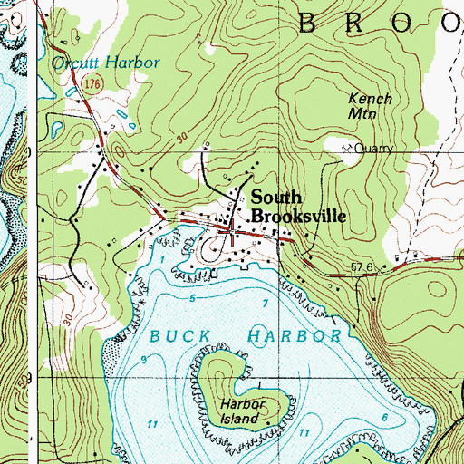 Topographic Map of South Brooksville, ME
