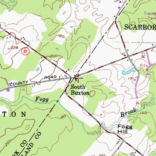 Topographic Map of South Buxton, ME