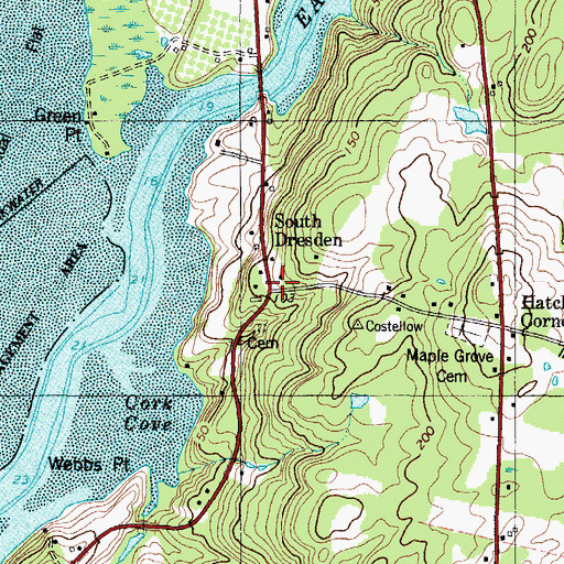 Topographic Map of South Dresden, ME