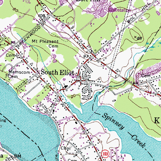Topographic Map of South Eliot, ME