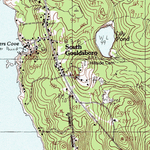 Topographic Map of South Gouldsboro, ME