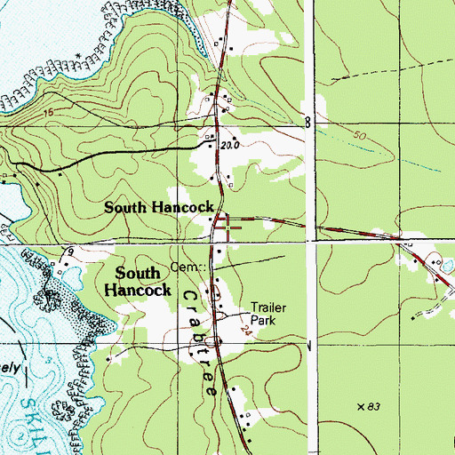 Topographic Map of South Hancock, ME