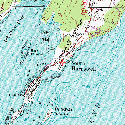 Topographic Map of South Harpswell, ME
