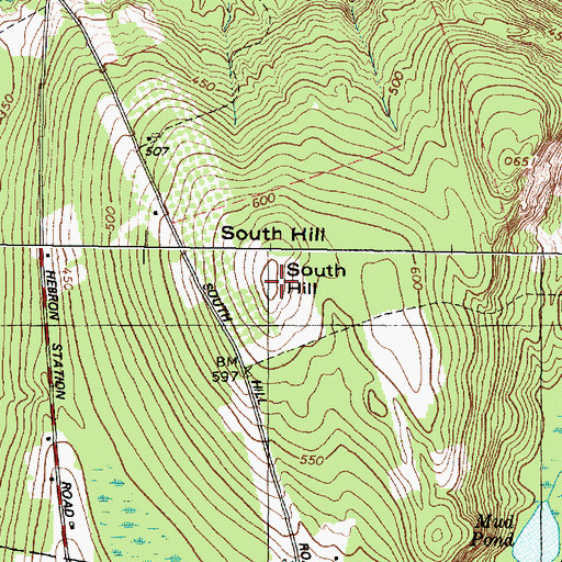 Topographic Map of South Hill, ME