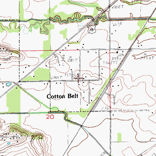 Topographic Map of Cotton Belt, AR