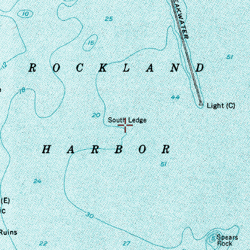 Topographic Map of South Ledge, ME