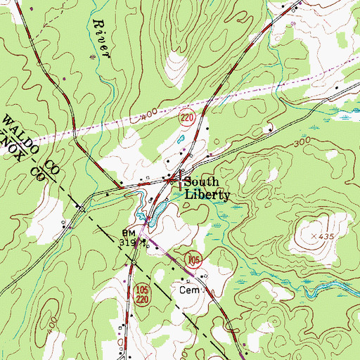 Topographic Map of South Liberty, ME