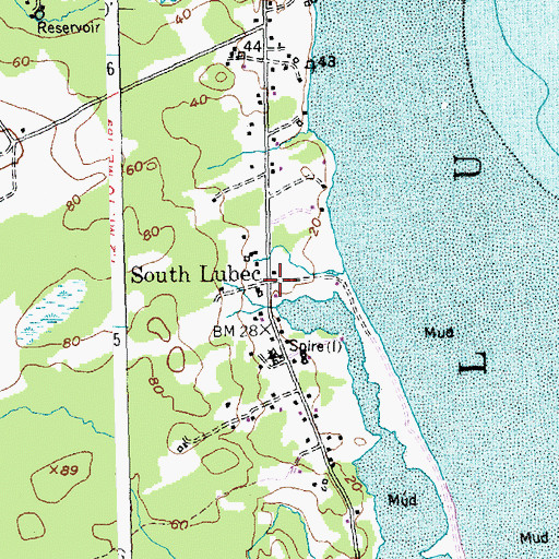 Topographic Map of South Lubec, ME