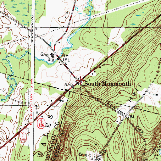 Topographic Map of South Monmouth, ME