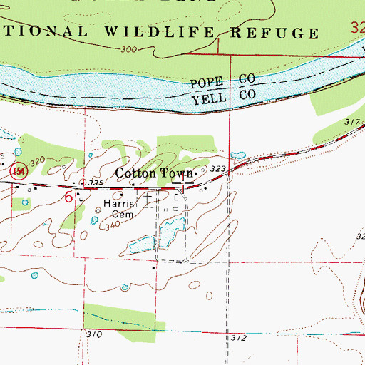Topographic Map of Cotton Town, AR