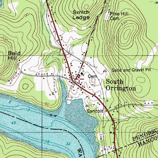 Topographic Map of South Orrington, ME