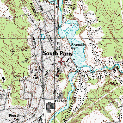 Topographic Map of South Paris, ME