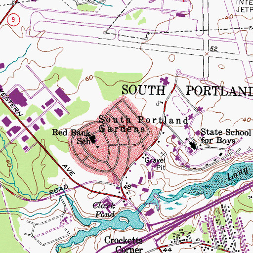 Topographic Map of South Portland Gardens, ME