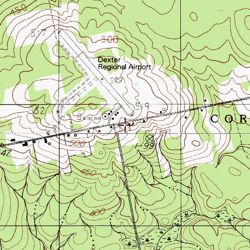 Topographic Map of South Ridge School, ME