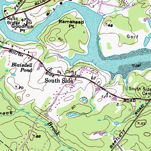 Topographic Map of South Side, ME