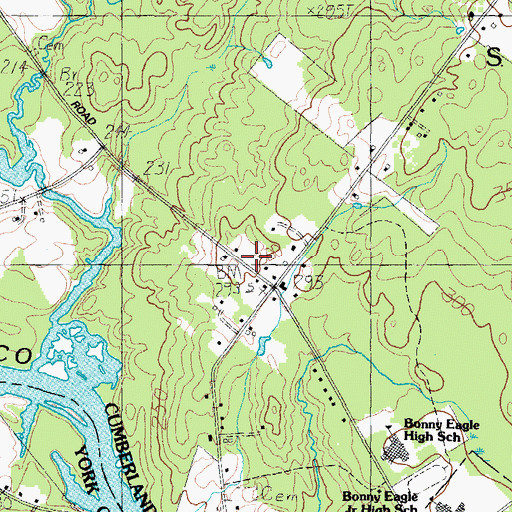 Topographic Map of South Standish School, ME