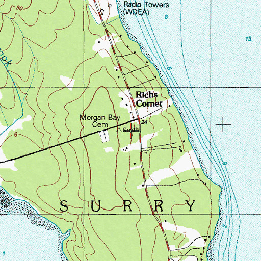 Topographic Map of South Surry Cemetery, ME