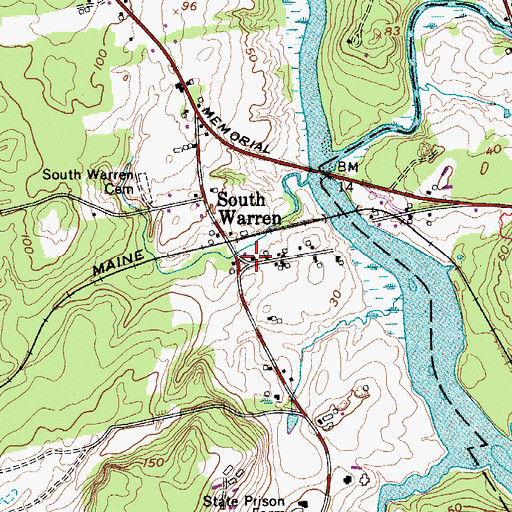 Topographic Map of South Warren, ME
