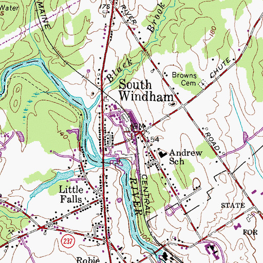 Topographic Map of South Windham, ME
