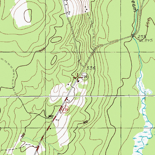 Topographic Map of South Woodville School, ME