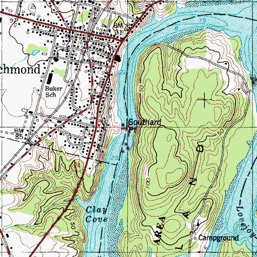 Topographic Map of Southard Point, ME