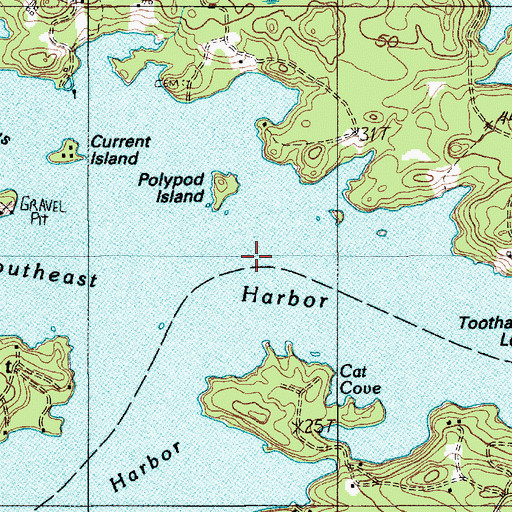 Topographic Map of Southeast Harbor, ME