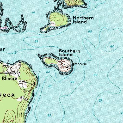 Topographic Map of Southern Island, ME