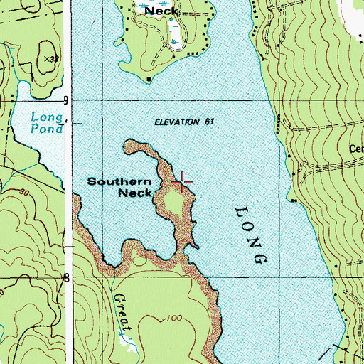 Topographic Map of Southern Neck, ME